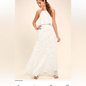 Lulus White Lace Maxi Skirt | Size M | Skirt Only